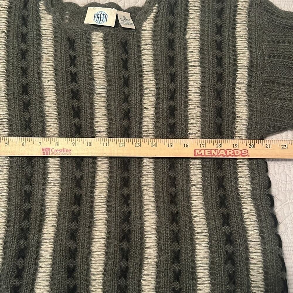 PASTA mohair blend gray black white chunky long sleeve loose knit sweater small - Picture 7 of 9